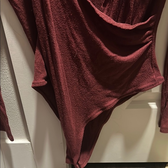 Rue21 Maroon Asymmetrical Wrap Bodysuit - Picture 3 of 5